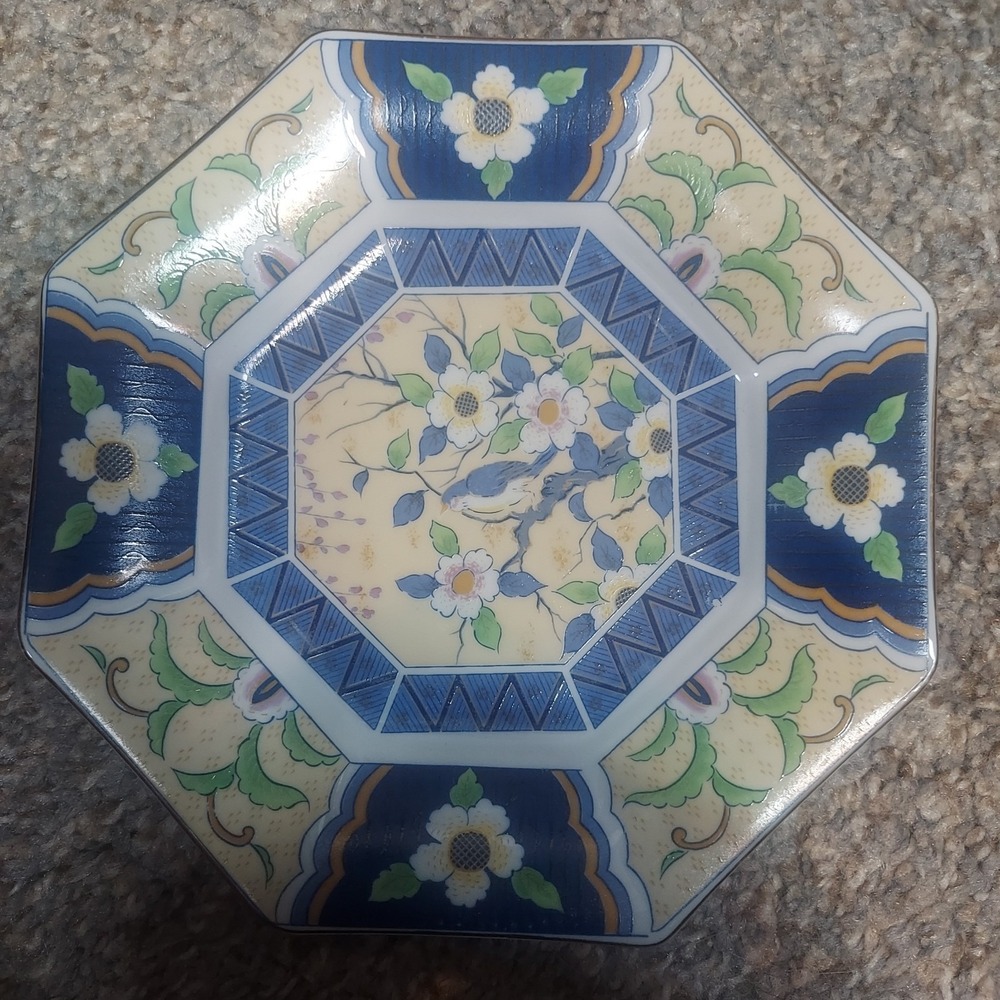Vintage Imari‎ Ware Japanese Porcelain 6" Octagonal Plate Birds Floral